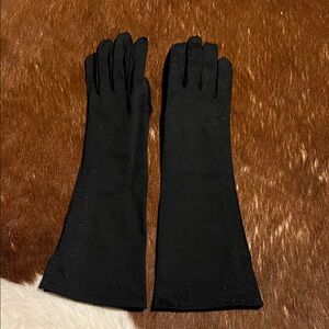 Vintage 50s/60s Elvette by Dawnelle Mid-Length Black Dress Gloves. Size 7.5